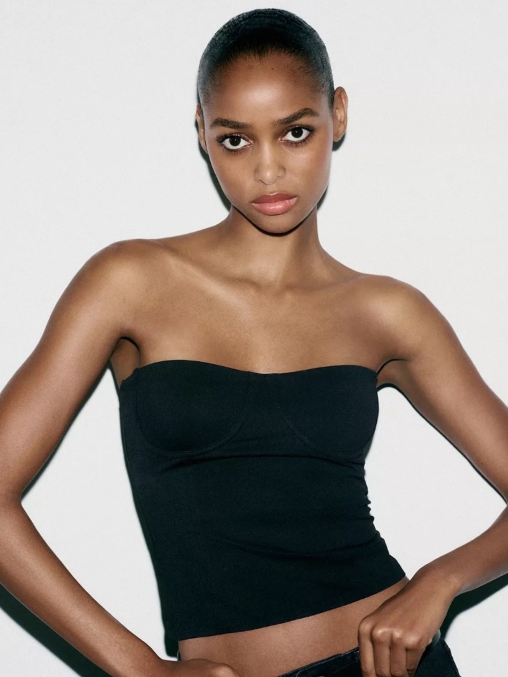 Zara POLYAMIDE BANDEAU TOP
